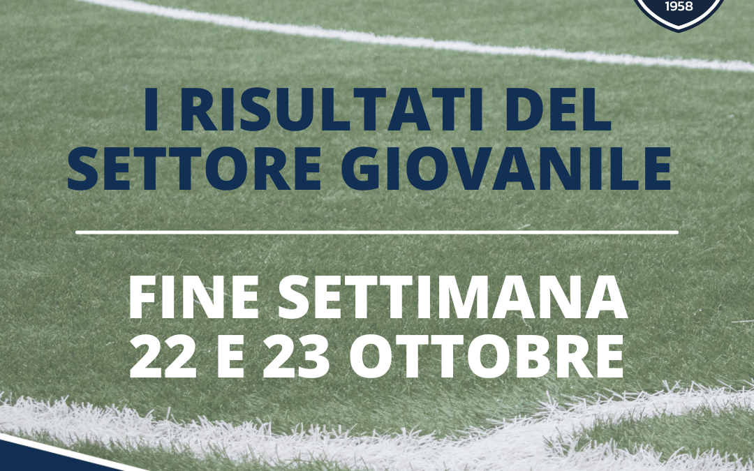 Settore Giovanile: i risultati del fine settimana di sabato 22 e domenica 23 ottobre