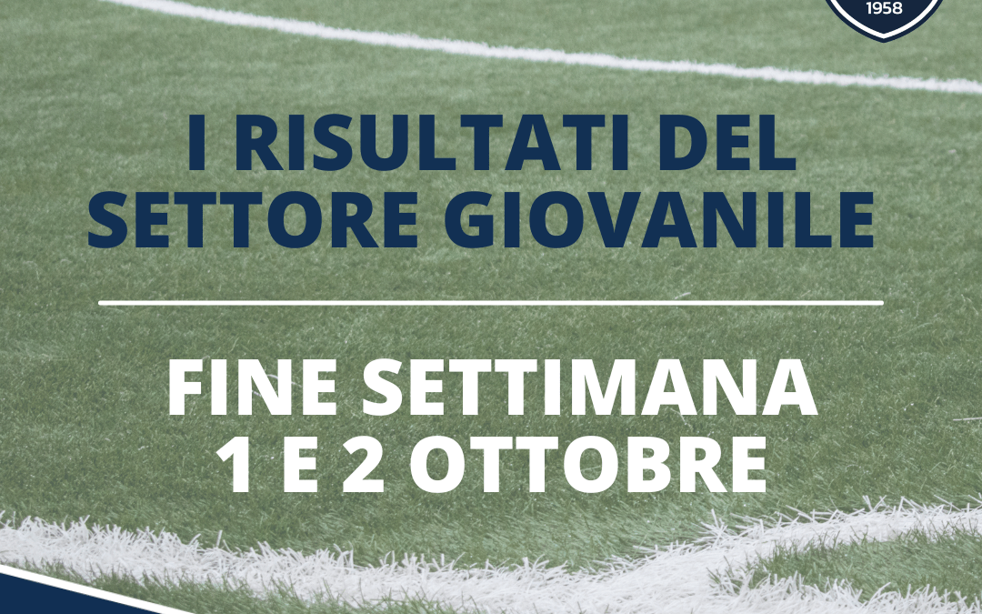 Settore Giovanile: i risultati del fine settimana di sabato 1 e domenica 2 ottobre